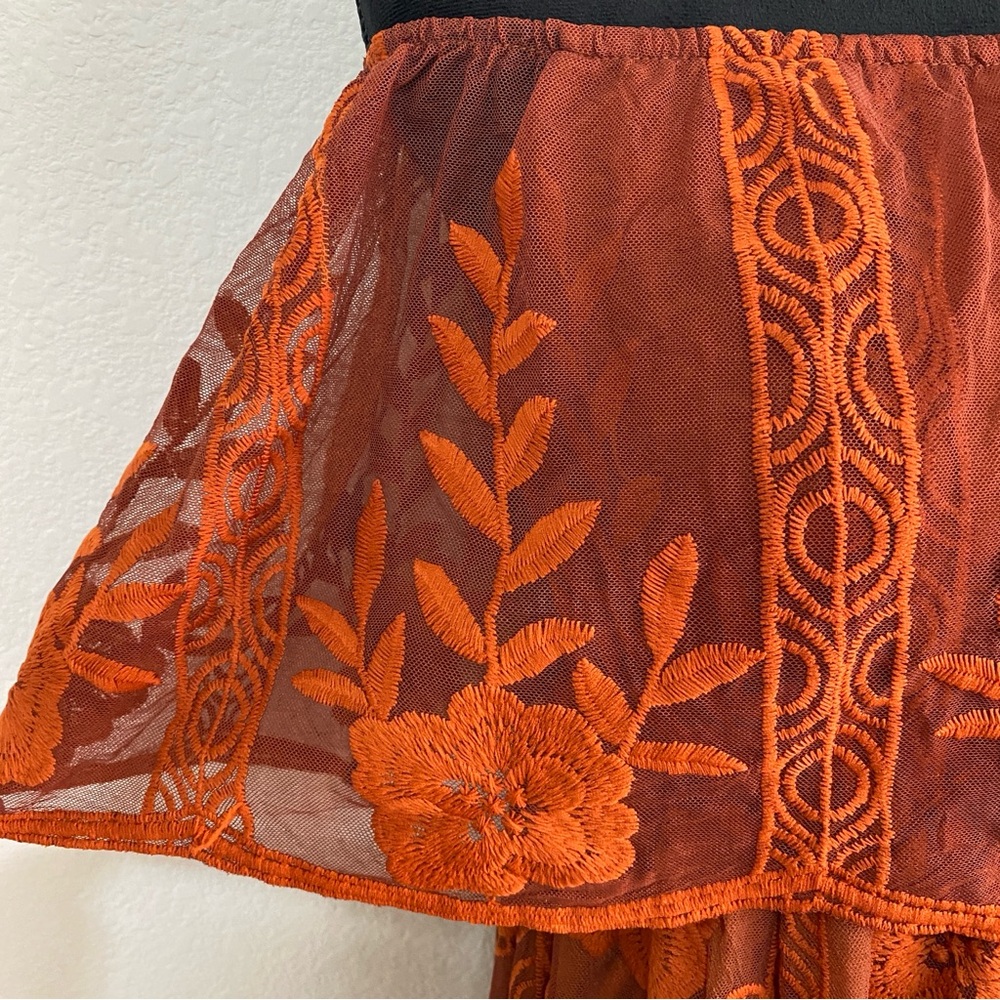 Baltic Born Leon‎ Off Shoulder Maxi Dress Rust Size Small Wedding Guest Tulle - Picture 4 of 13
